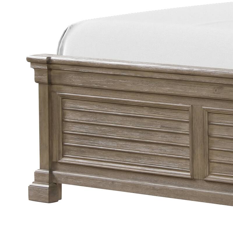 Furniture of America Wacine 5-Piece Weathered Grey Solid Wood Panel Bedroom Set