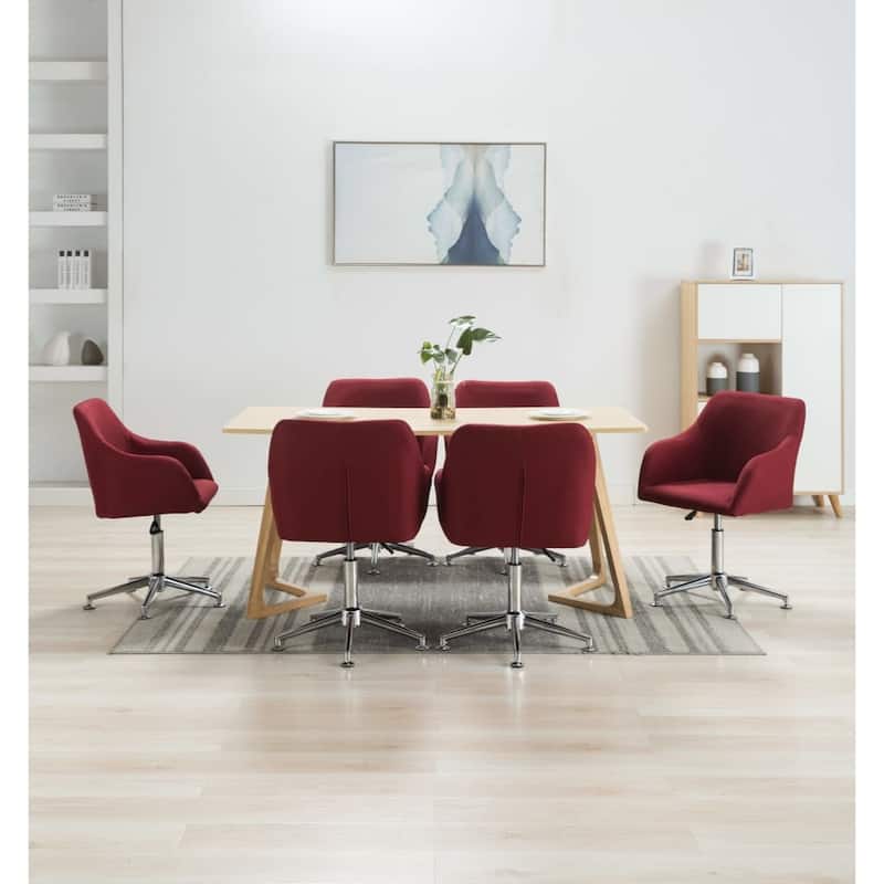 vidaXL Dining Chair 360 Degrees Swivel Accent Desk Chair with Arms Fabric - 21.7" x 20.9" x (30.7"-36.2")