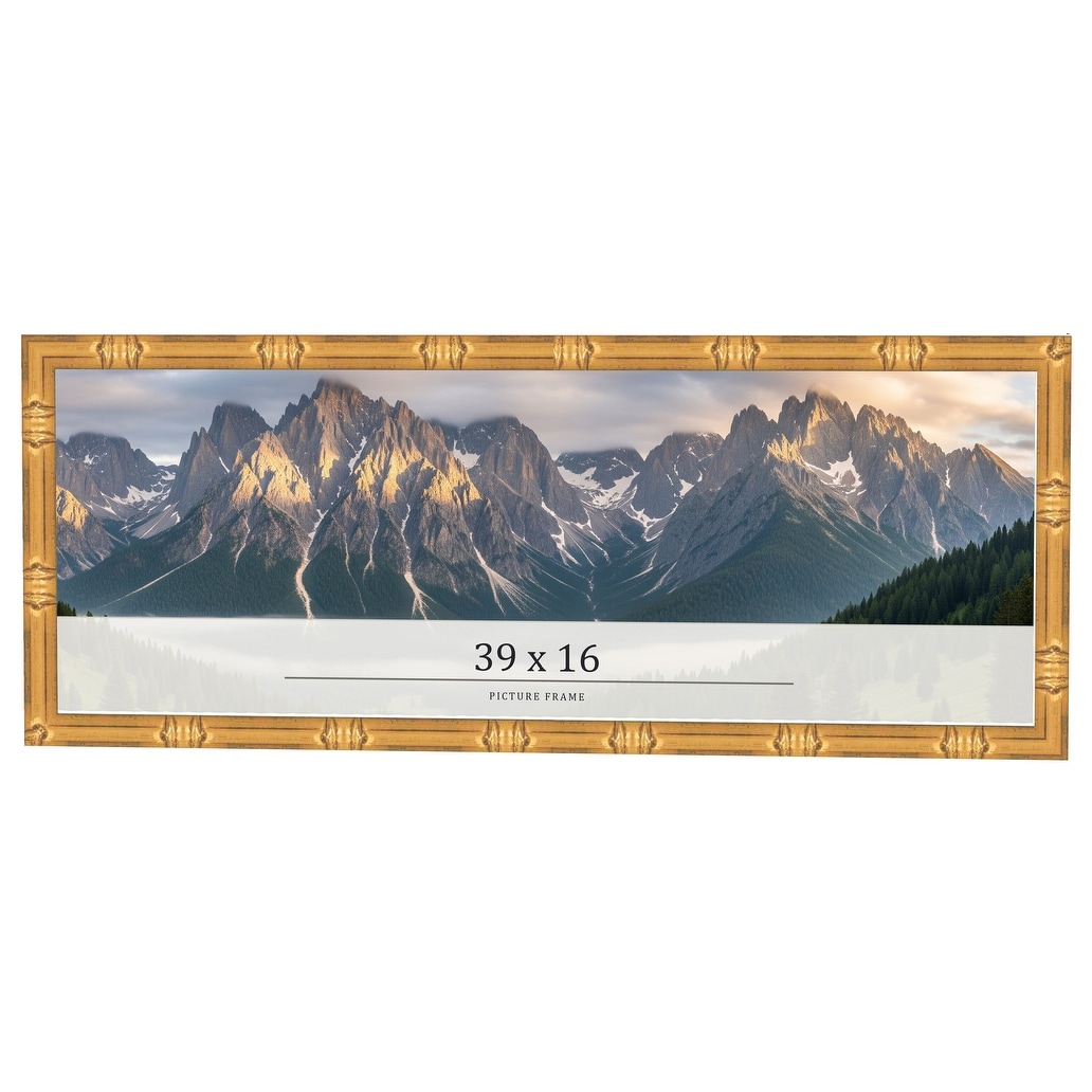 39x16 Frame Gold Bamboo Solid Wood Picture Frame | 1 Inch Moulding