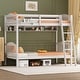 preview thumbnail 10 of 40, Twin Over Twin Solid Wood Bunk Bed for Kids and Adults, No Box Spring Required White/Shelves - Twin