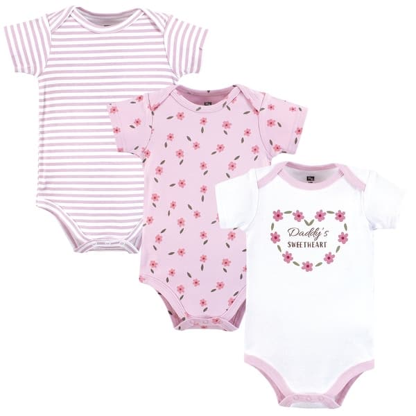 slide 1 of 1, Hudson Baby Infant Girl Cotton Bodysuits, Floral Sweetheart 0-3 Months - Floral Sweetheart