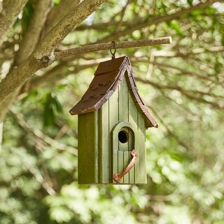 Glitzhome 11.75"H Wooden Hand Painted Distressed Birdhouse