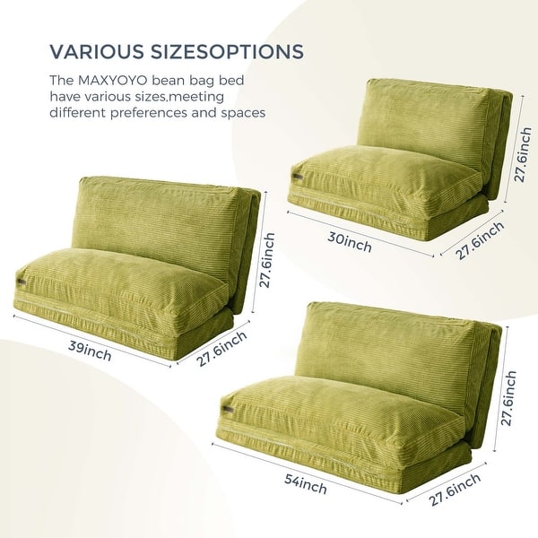 dimension image slide 3 of 31, Corduroy Bean Bag Folding Sofa Bed