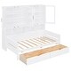 preview thumbnail 36 of 53, Full Size and Twin Size Wooden Daybed with Glass-Door Storage Cabinets, Built-in LED Lighting and Shelves