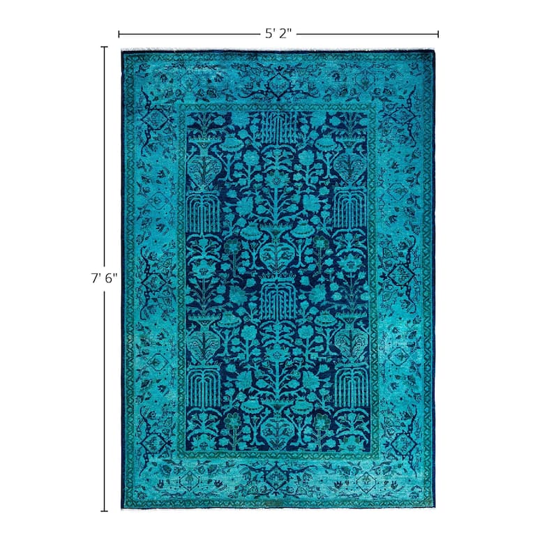Vibrance One-of-a-Kind Hand-Knotted Area Rug - Blue, 5' 2" x 7' 6" - 5' 2" x 7' 6"