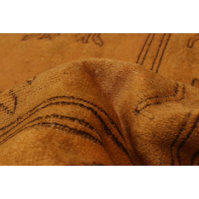 ECARPETGALLERY Hand-knotted Color Transition Light Orange Wool Rug - 6'5 x 9'0
