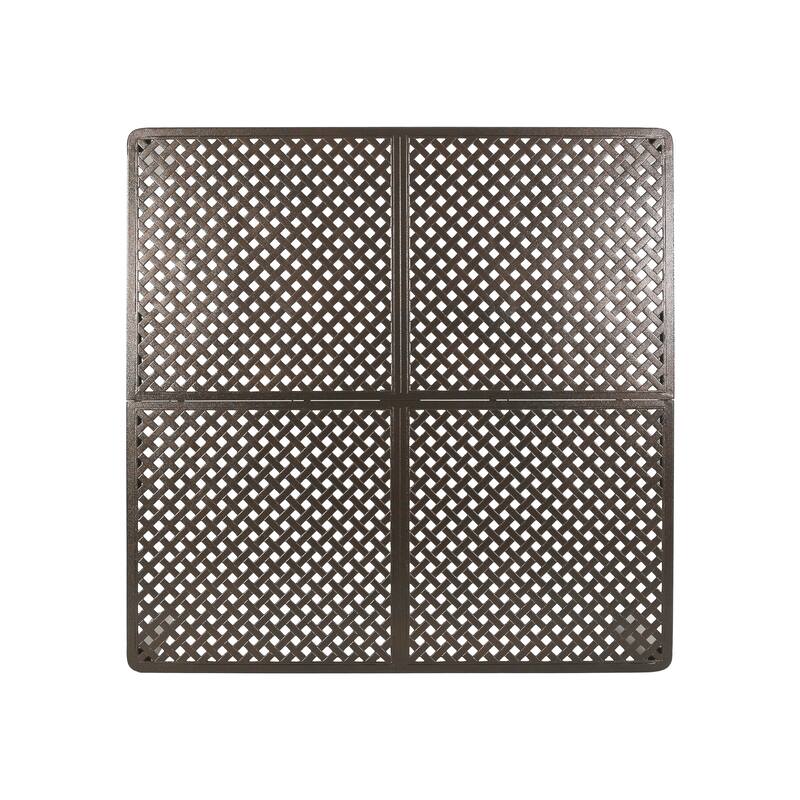 Outdoor Modern Aluminum Dining Table with Woven Accents,for Dining Room, Home Office, Living Room Furniture, Easy Assembly
