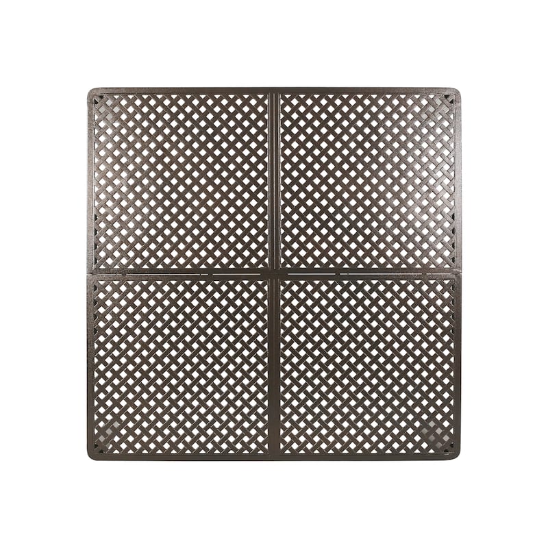 Riley Outdoor Dining Table, Glossy Black Metal Lattice, Square 61 Inch