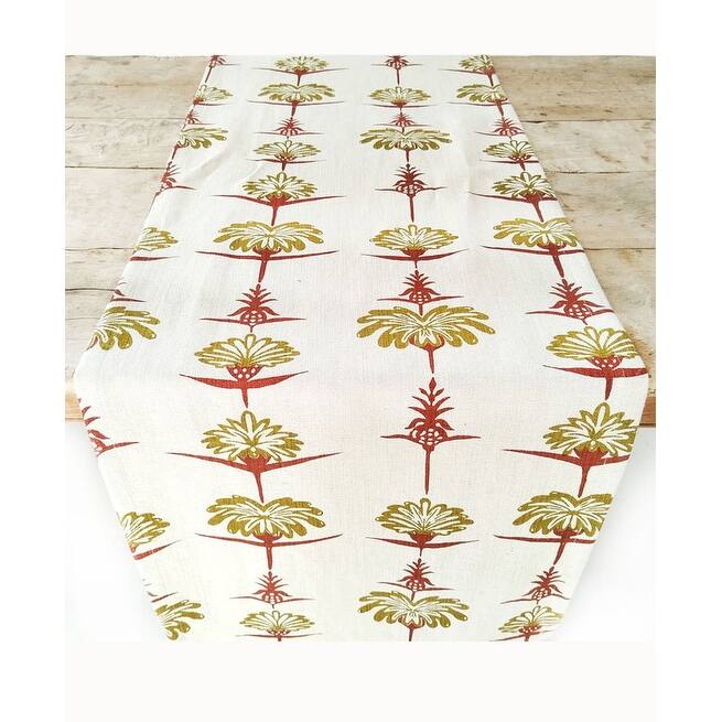 French Home Tropical Garden Table Runner - Crimson and Chartreuse