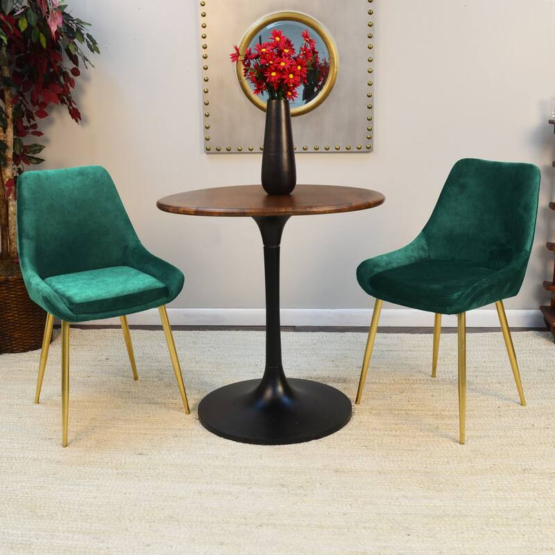 Tulip Shaped Wooden Dining Table - 30" - Brown and Black