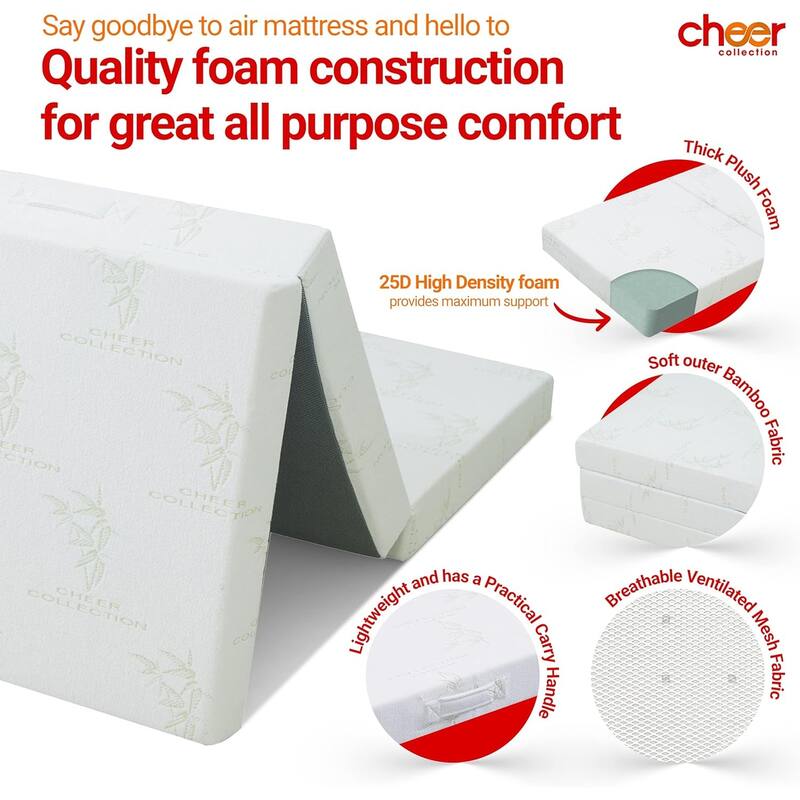 Cheer Collection Tri-fold 4-inch Folding Futon Mattress