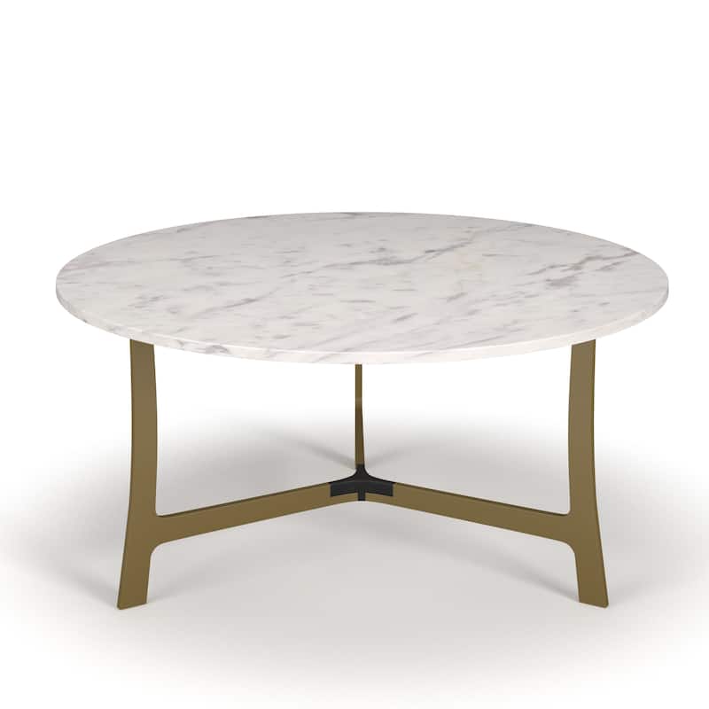 Wilma Marble Coffee Table - Aluminum Base / White Marble Top
