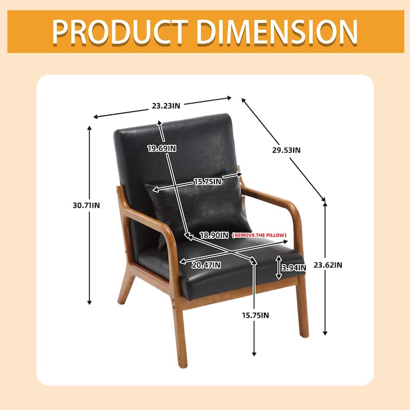 Homefun Corduroy Upholstered Mid-Century Modern Wood Frame Single Armchair for Living Room