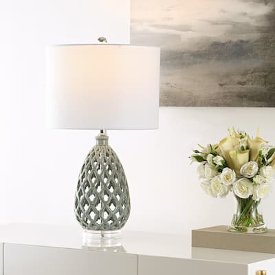 SAFAVIEH Lighting Carmit 18" Modern & Contemporary Table Lamp - 9" W x 9" D x 18" H - 9Wx9Dx18H