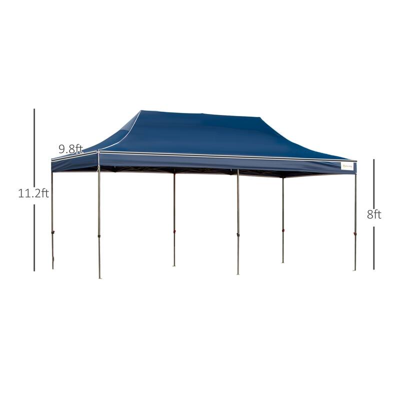 Outsunny 20' x 10' Pop Up Canopy Tent Large Outdoor Shelter with 7 Removable Zippered Sidewalls and Roller Bag