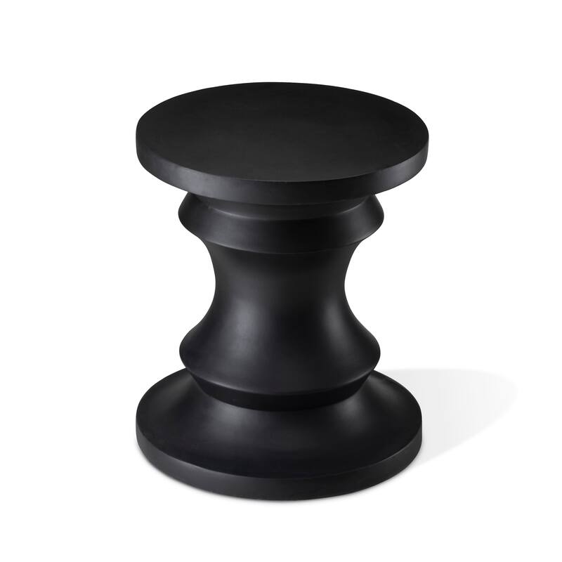 Glitzhome 18"H MGO Black Chess Garden Stool Outdoor Table