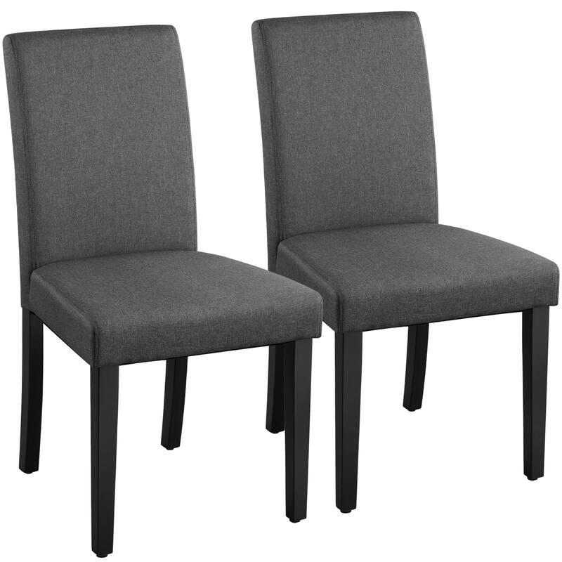Yaheetech Set of 2 Modern Fabric Upholstered Dining Chairs with Solid Wood Legs