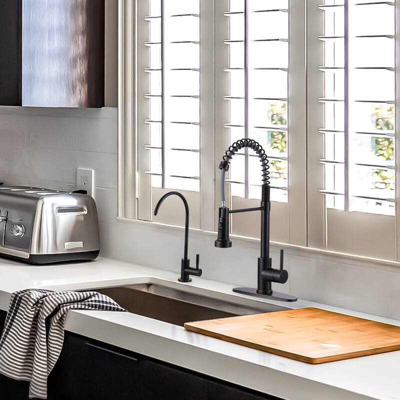WOWOW Three Function Pull Down Kitchen Faucet with Drinking Water Faucet