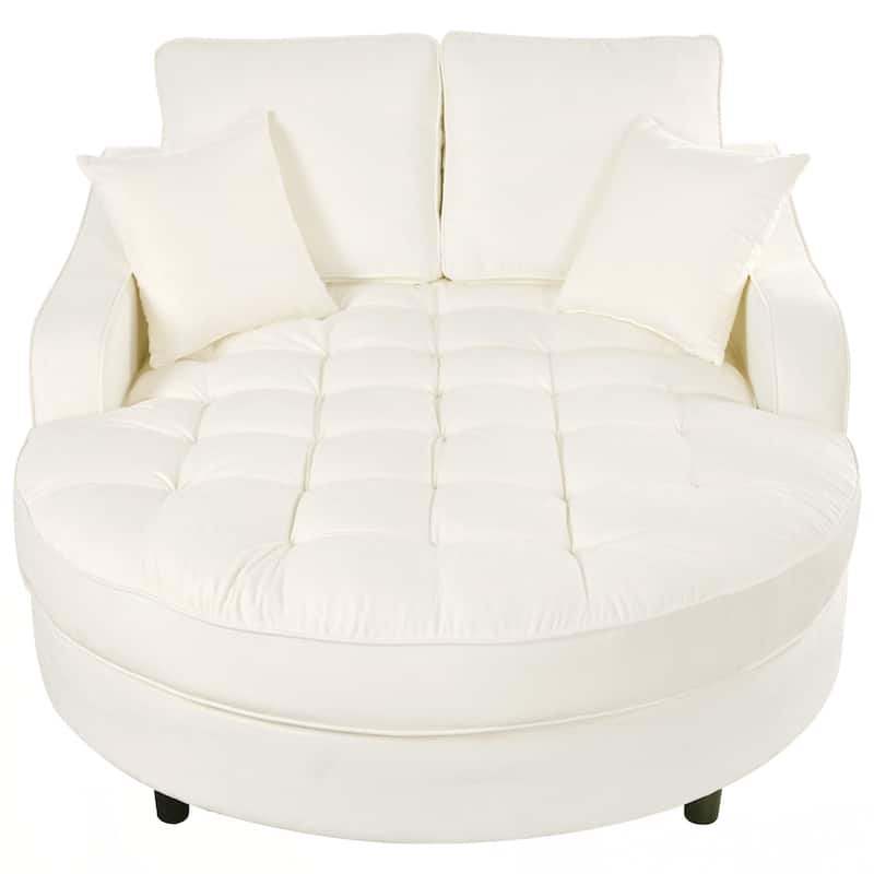 55" Modern Chaise Lounge Sofa Bed Upholstered Sofa Couch with Seat and Detachable Pillows for Living Room