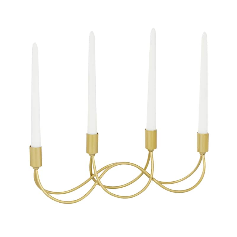 Metal Candelabra - Gold - CosmoLiving by Cosmopolitan - Gold - 15"W, 5"H
