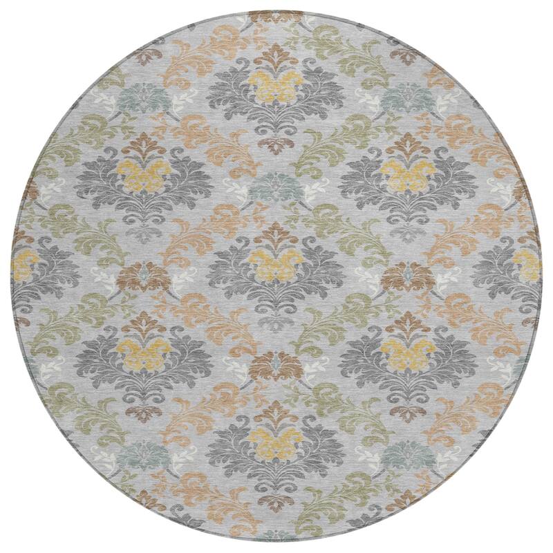 Machine Washable Indoor/ Outdoor Damask Patna Chantille Rug