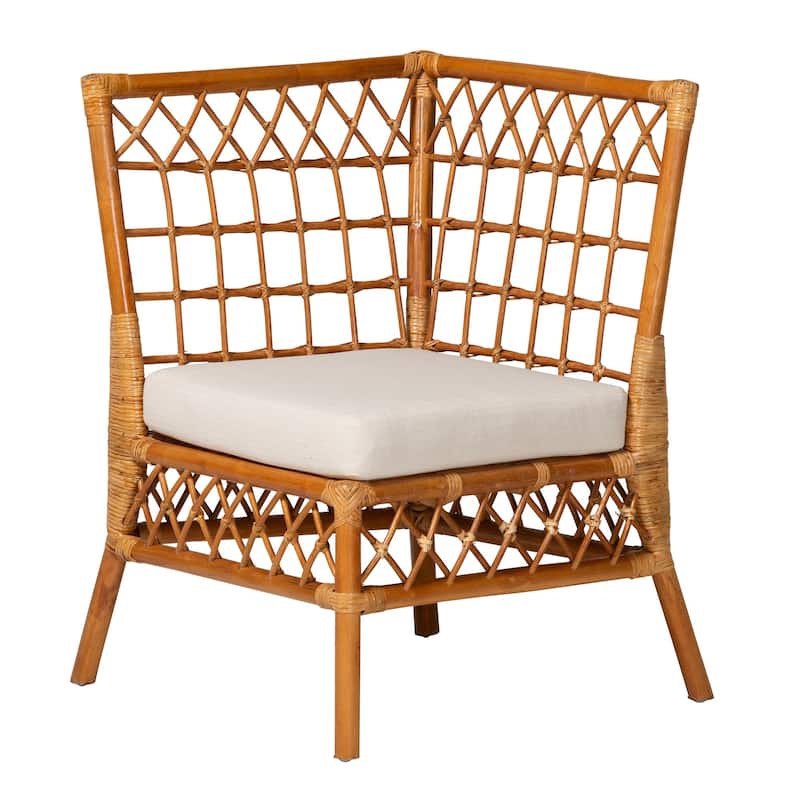Adalina Modern Bohemian Honey Rattan 4-Piece Dining Nook Set