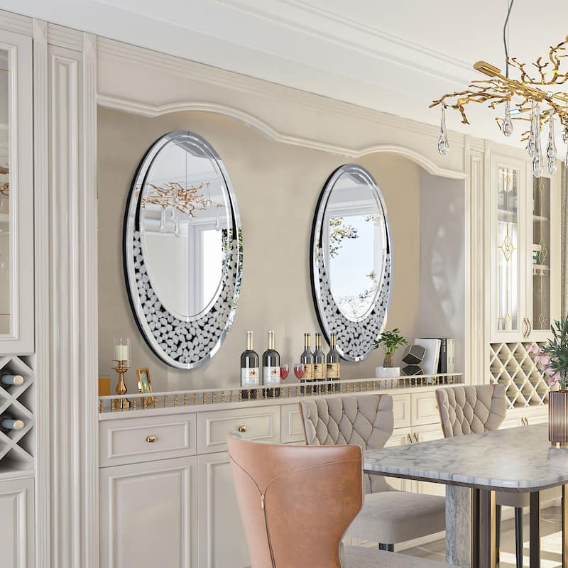 Large Wall Oval Drop Style Decor Art Accent Mirror - 23.62” x 41.33”