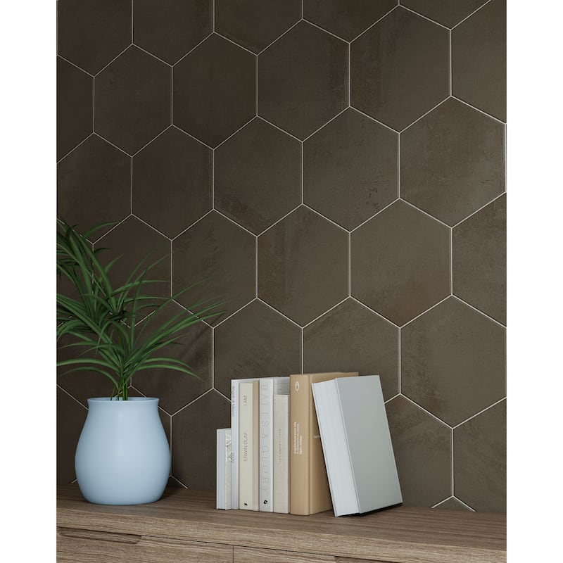 Arcadian Hexagon 9 in. x 10 in. Glazed Porcelain Wall and Floor Tile