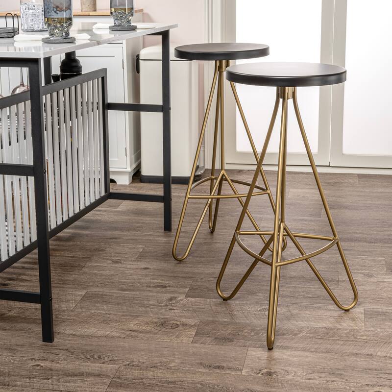 Chronos 30" Modern Industiral Iron Tripod Backless Bar Stool, by JONATHAN Y