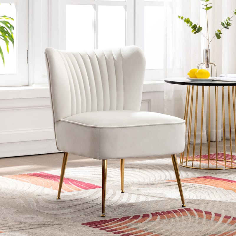 Haven Contemporary Velvet Upholstered Accent Chair - Ivory