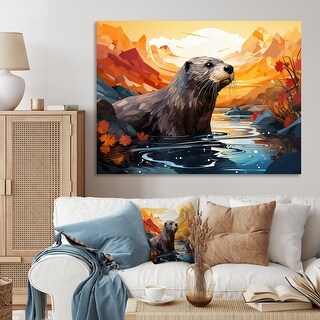 Designart quot Yellow Otter Playful River Dweller quot Animals Wall Art Living