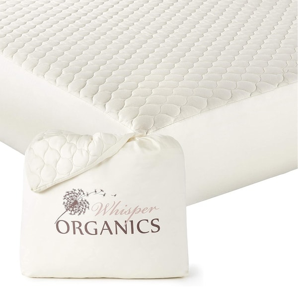 slide 2 of 7, Organic Cotton Quilted Mattress Pad Protector Ivory - California King