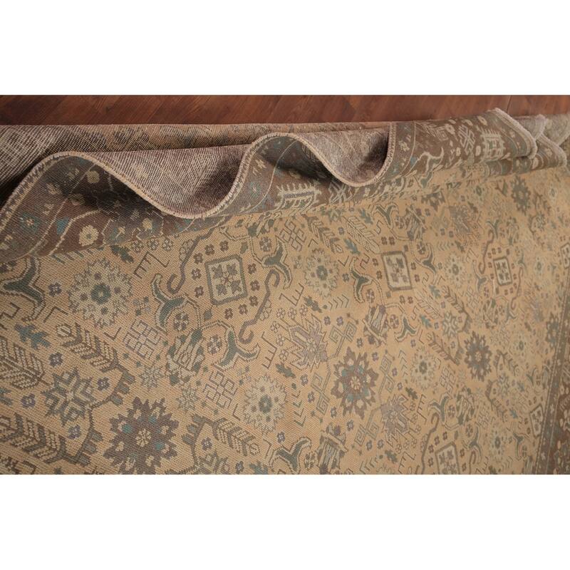 All-Over Tabriz Persian Vintage Area Rug Hand-Knotted Wool Carpet - 9'10" x 12'7"