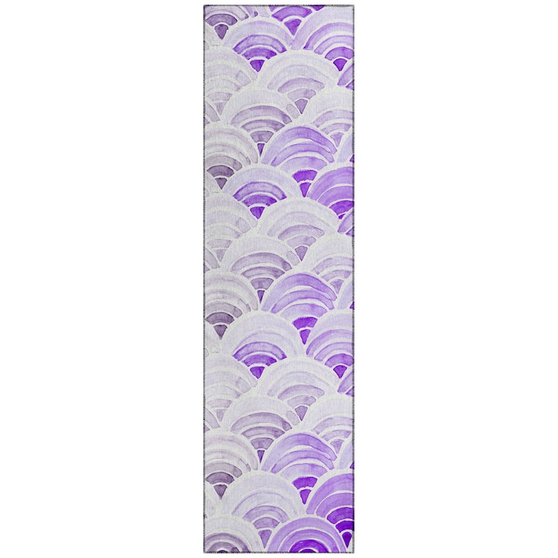 Indoor/ Outdoor Surfside Wave Washable Rug New - Purple - 2'3" x 7'6"