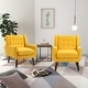 preview thumbnail 37 of 59, Morden Cotton Linen Upholstered Armchair Yellow 2Set