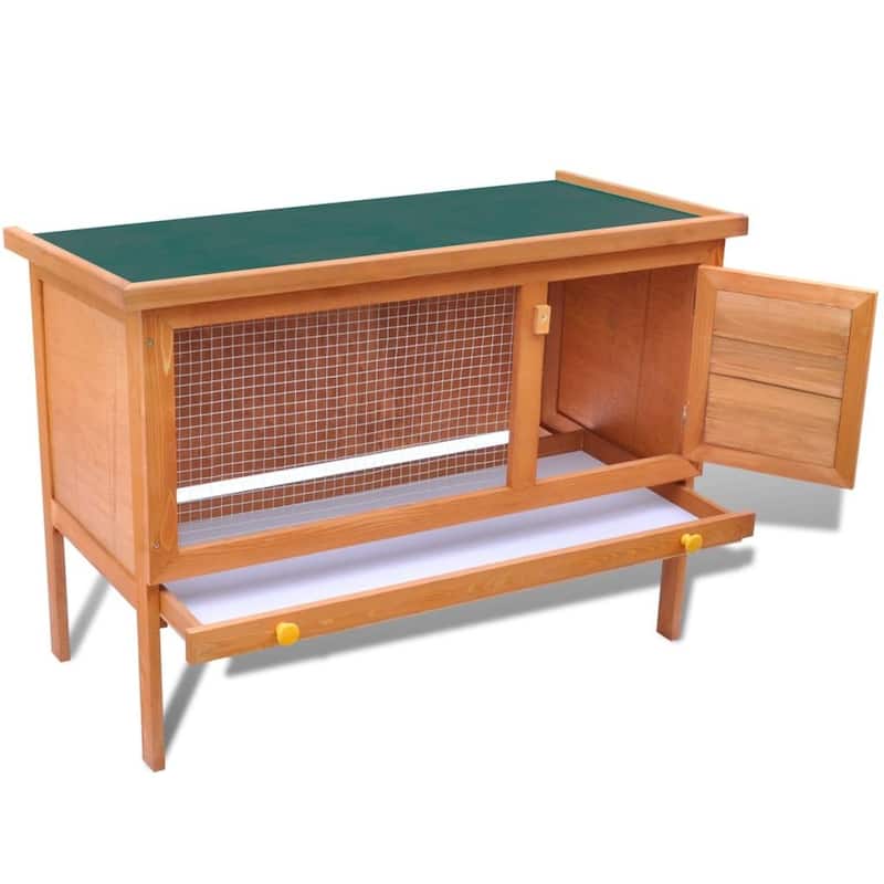 vidaXL Outdoor Rabbit Hutch Small Animal House Pet Cage 1 Layer Wood - 36" x 17.7" x 25.8"