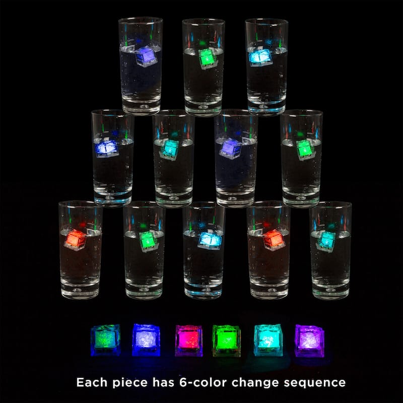 Set of 12 Light Up Ice Cubes for Drinks - Water-Activated, Color-Changing LED Cube Lights by Lavish Home (Multicolor)
