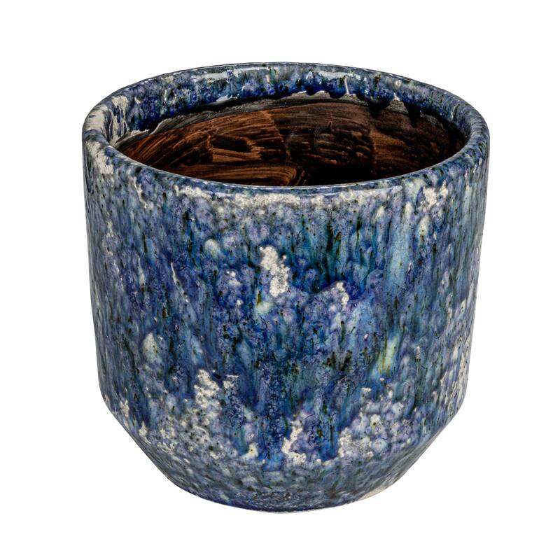 Decorative Terra-cotta Planter with Crackle Glaze