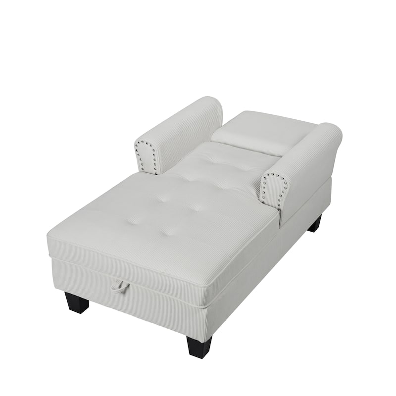 Chaise Lounge Indoor Sleeper Sofa Bed Chair Upholstered Lounge Chair for Bedroom Living Room with Rivets