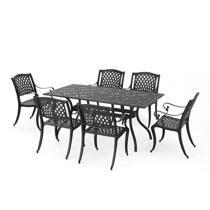 Cayman 7-piece Aluminum Outdoor Dining Set by Christopher Knight Home