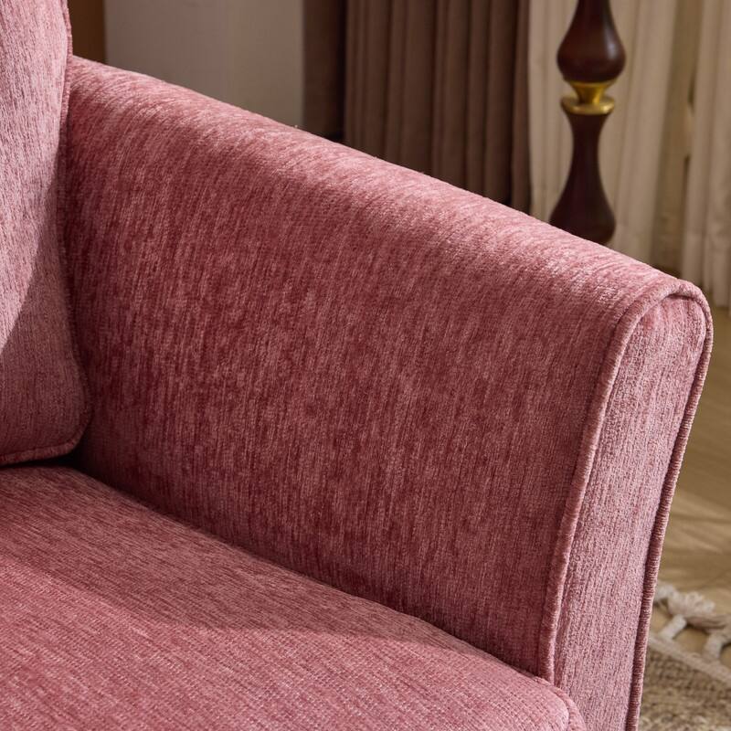 Chenille Loveseat With Floral Arms For Living Room