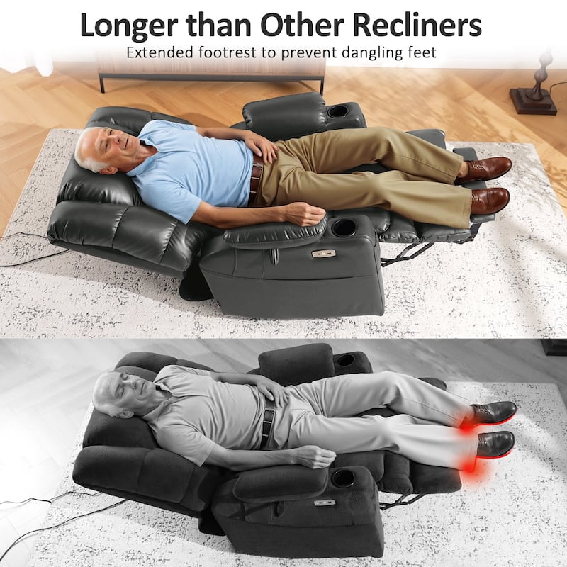 MCombo Large Dual Motor Power Lift Recliner Chair with Massage and Dual Heating for Elderly People, Faux Leather