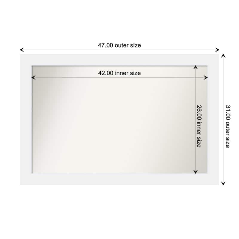Corvino White Framed Non-Beveled Custom Wall Mirror, Bathroom Vanity Mirror - Outer Size: 47 x 31