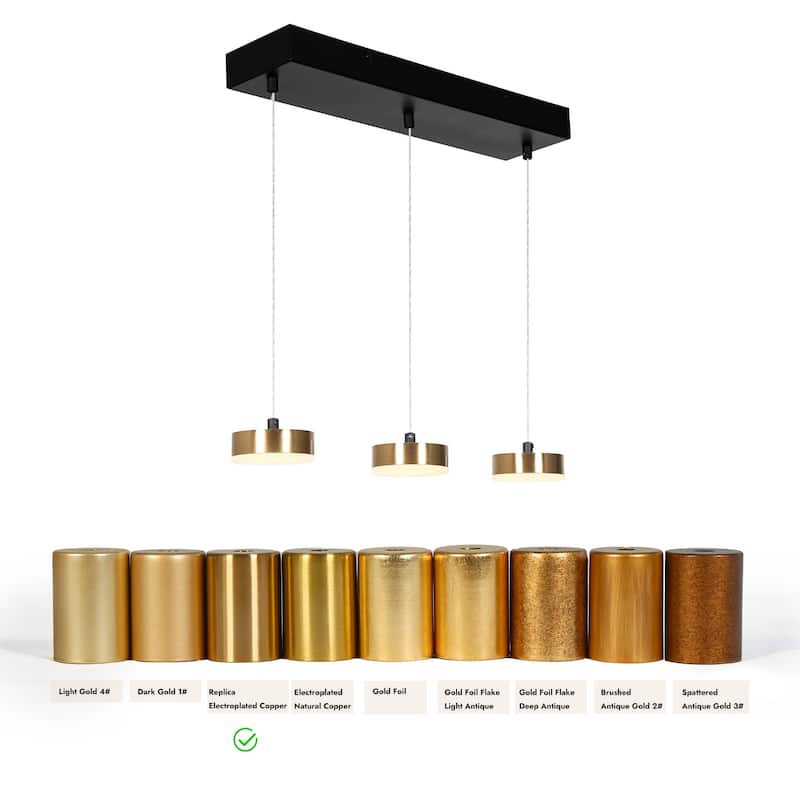 Modern Minimalist 3/5-Light Black Gold LED Chandelier Linear Kitchen Island Pendant Lights for Dining Room
