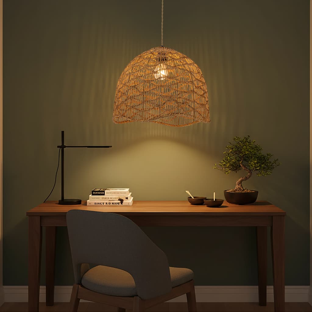 Nami 1-Light Rattan Dome Pendant, Japandi Boho - Handwoven - 16" Wide