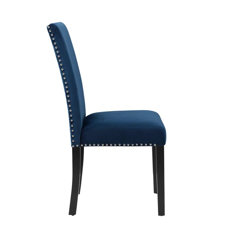 Contemporary Velvet Dining Chair with Nailhead Trim (Set of 2)