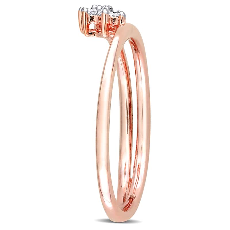 Miadora Diamond Accent Floral Promise Ring in Rose Silver