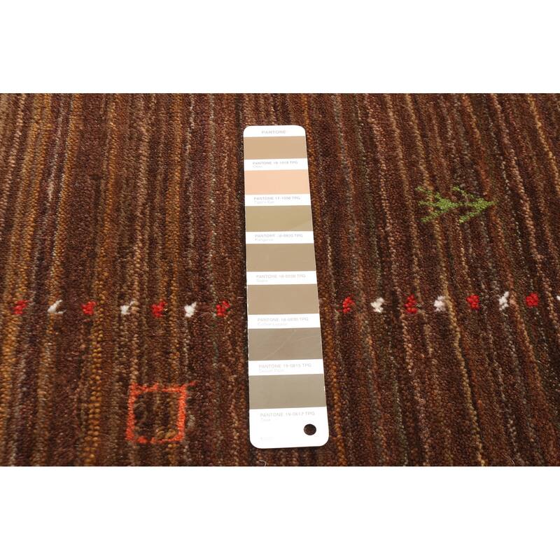 ECARPETGALLERY Hand Loomed Kashkuli Gabbeh Dark Brown Wool Rug - 3'11 x 6'1