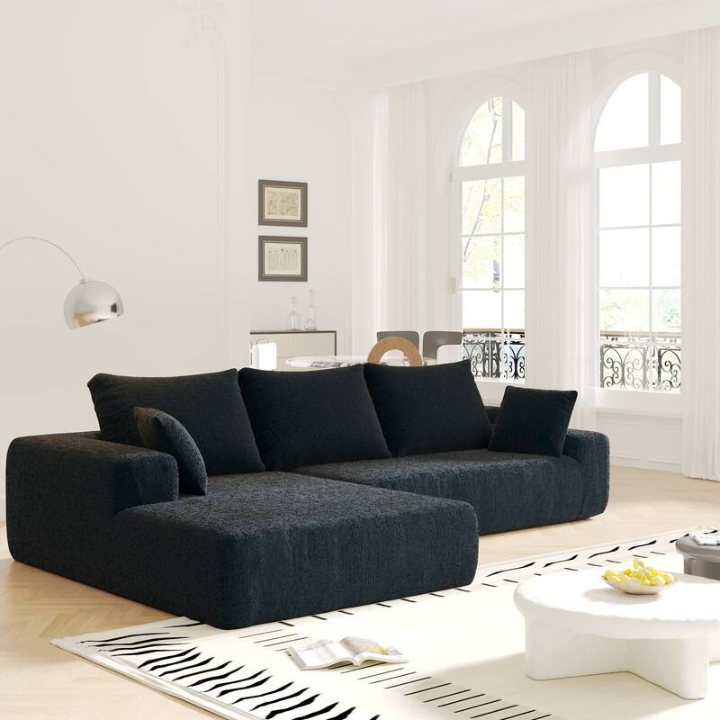 Momei L-Shaped Sofa - High-Density Foam with Spring, Multiple Cushions, Living Room
