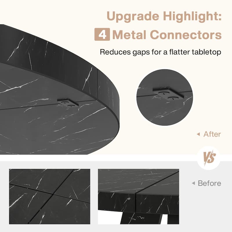 47" Round Dining Table, Wood Top Kitchen Table for Dining/Living Room